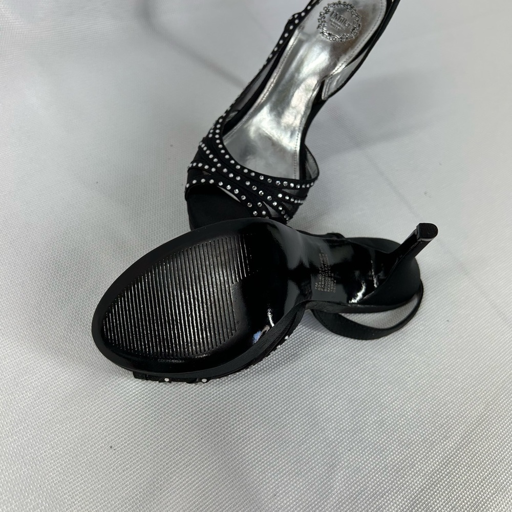 Black and Silver Rhinestone Slingback Heels - Picture 2 of 5